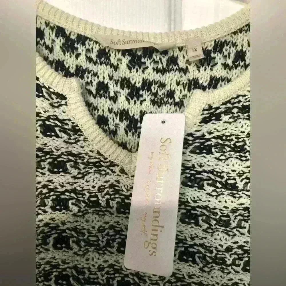 Soft Surroundings Permian Tunic Sweater Short Sleeve Open Knit Women Size 1X NWT